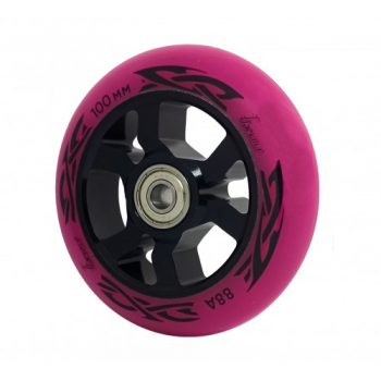 Колесо для трюкового самоката Haevner алюминиевое (100мм/ABEC 9) черно-розовый